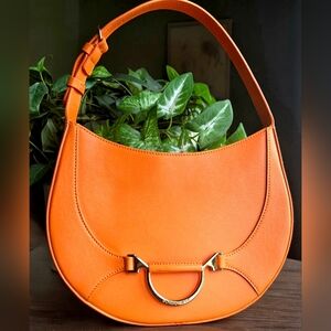Borbonese Rare Orange Epi Leather Luna Bag With Extra Strap